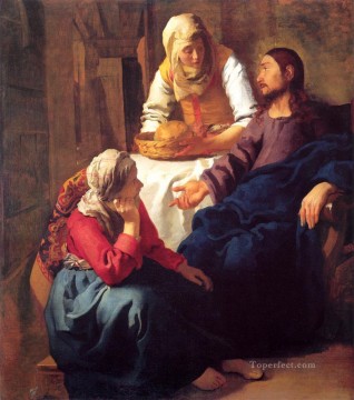 宗教的 Painting - マリアとマルタの家のキリスト ヨハネス・フェルメール